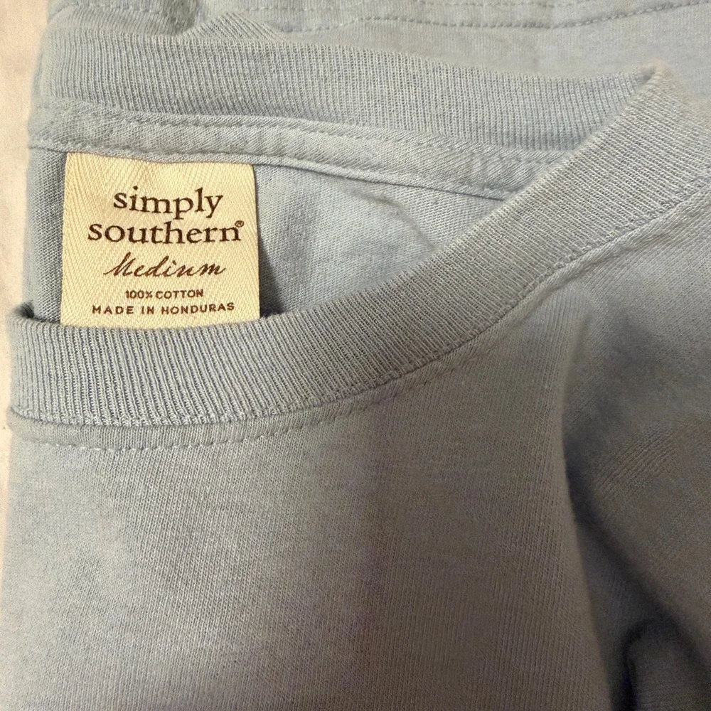 Simply Southern Light Blue Cotton Shirt - Picture 3 of 3